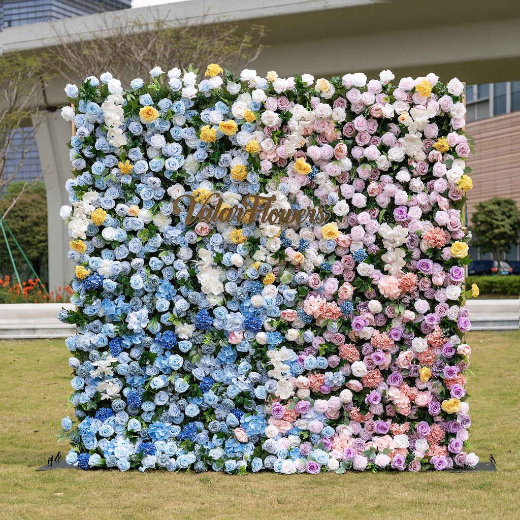Valar Flowers Rainbow Gradient Bloom Mix Rose Flower Wall Backdrop - VF-830