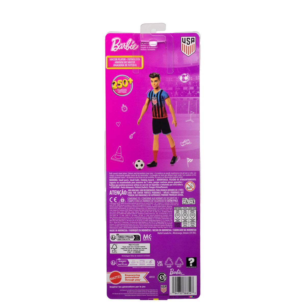Barbie Careers Ussf Soccer Fashion Ken Doll Dressed in Removable Sport Outfit