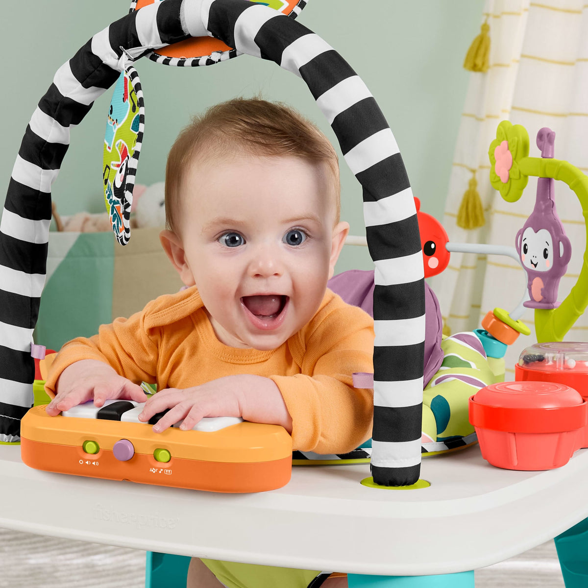 Centre D’Activités Musicales Pour Bébés et Table de Jeu Pour Tout-Petits Singe Violet 2 en 1 Fisher-Price
