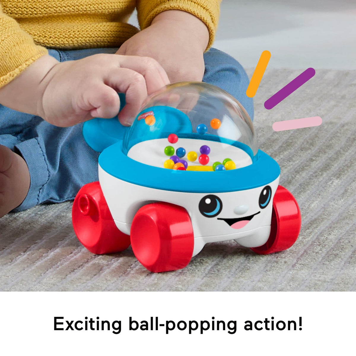 Fisher-Price Corn Popper Vehicle Push-Along Toy With Sounds For Baby & Toddler