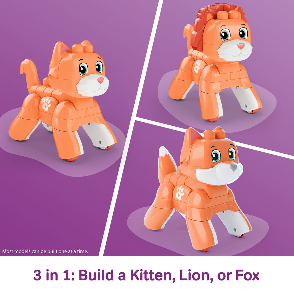 MEGA BLOKS Fisher-Price Rolling Kitten Block Toy With Rolling Wheels (25 Pieces) For Kids