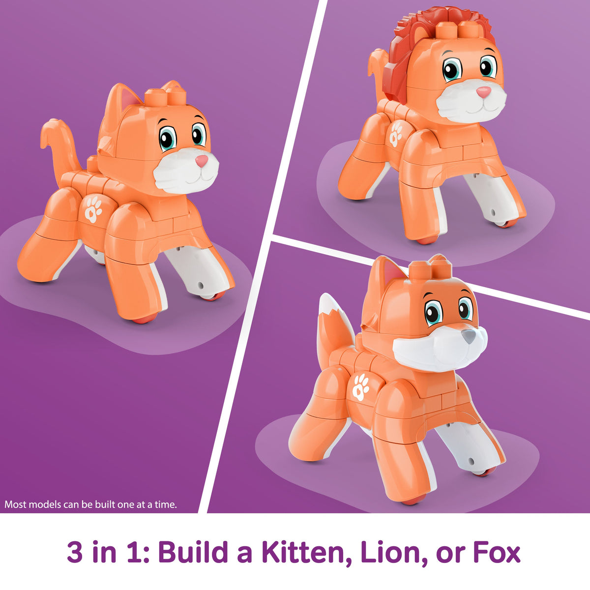 MEGA Bloks Fisher-Price Rolling Kitten Block Toy With Rolling Wheels (25 Pieces) For Kids