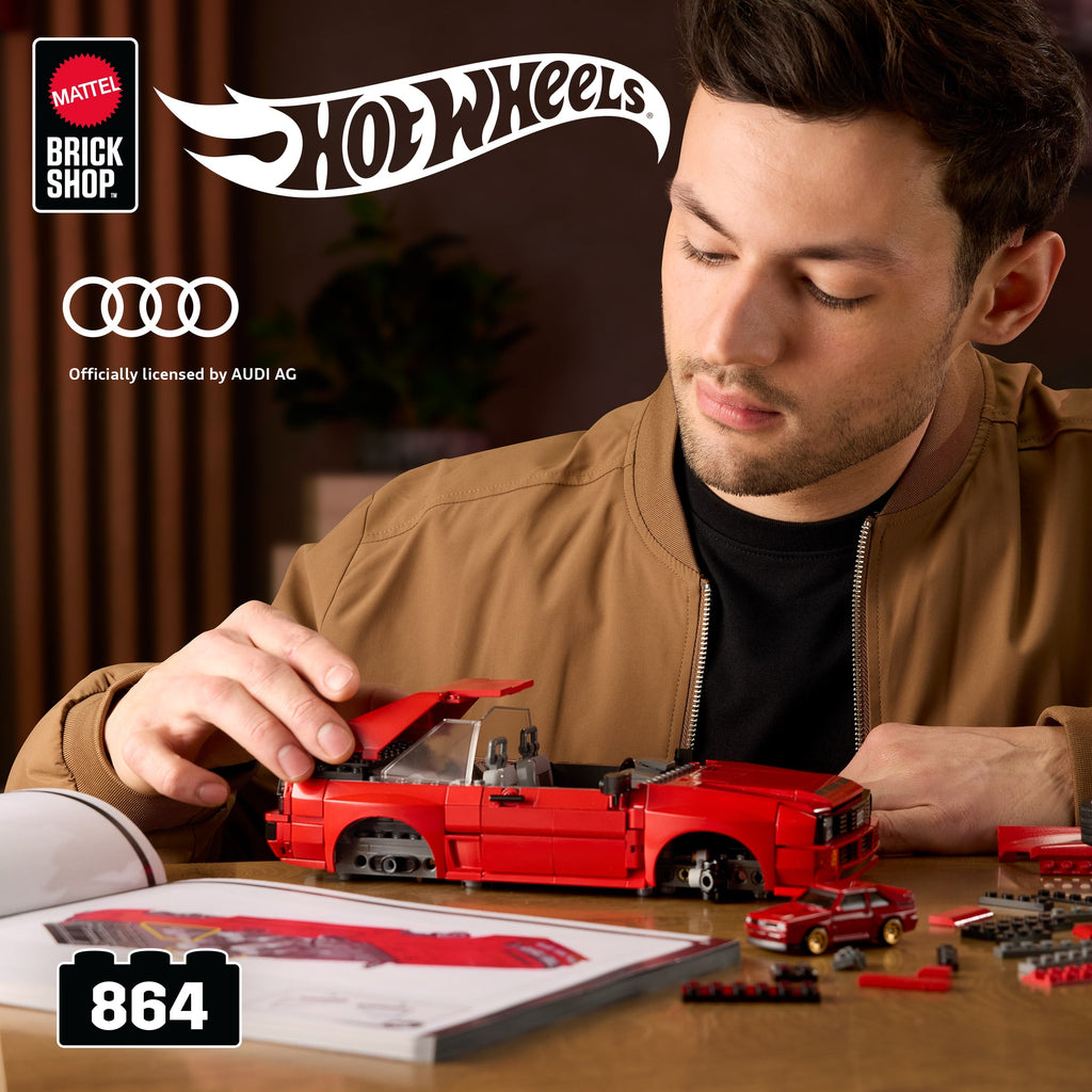 Mattel Brick Shop Hot Wheels ’84 Audi Sport Quattro Building Toy Kit (864 Pieces), For Collectors