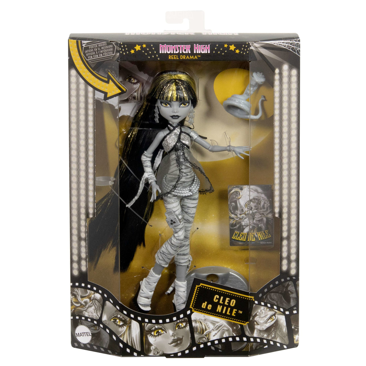 Monster High Reel Drama Cleo De Nile Black And White Reproduction Collector Doll With Poster