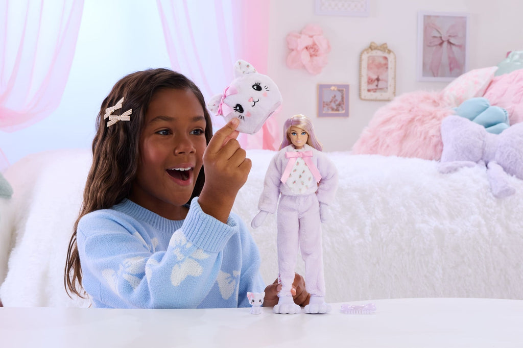 Barbie Cutie Reveal Doll & Accessories, Cuddly Series Kitten With 10 Surprises