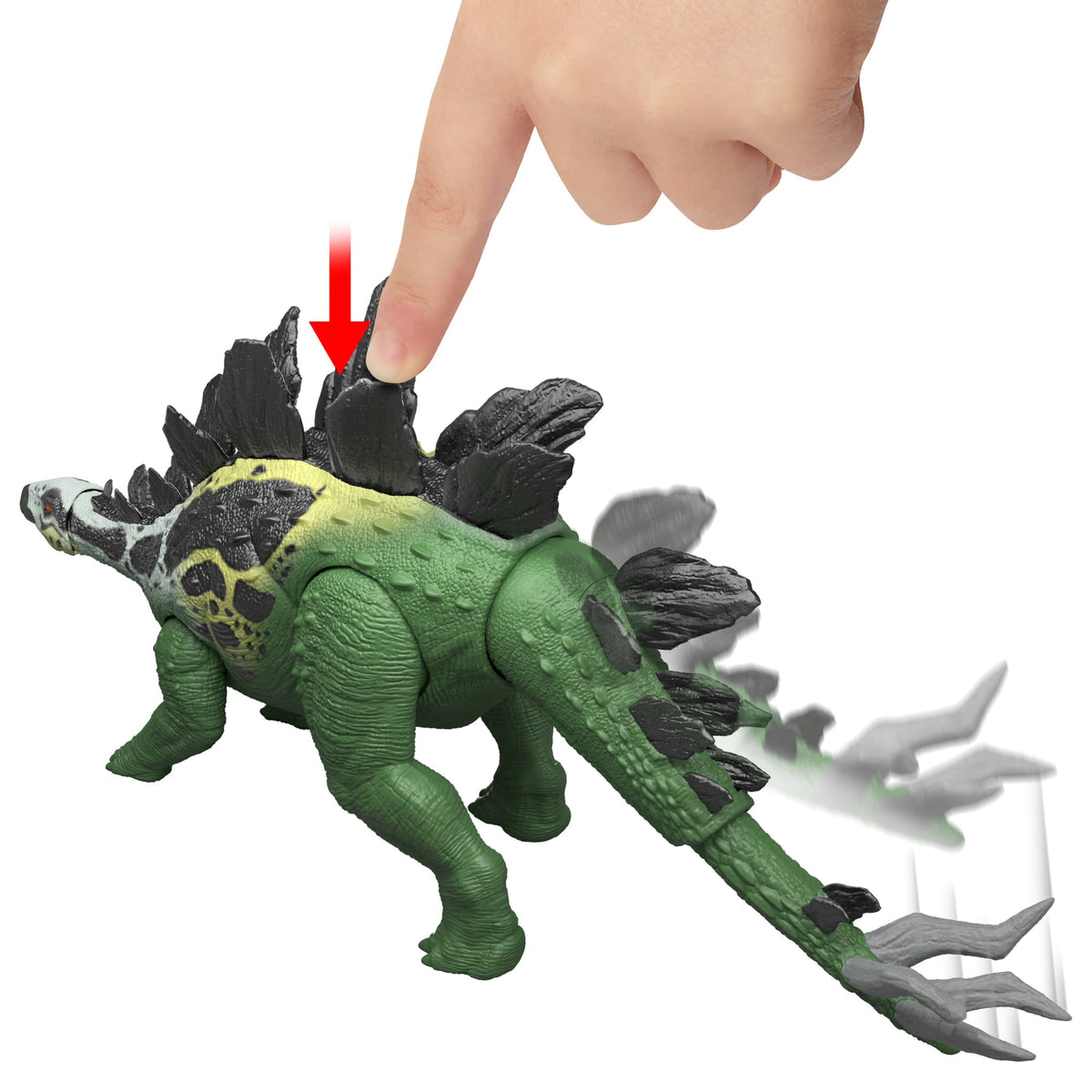 Jurassic World Gigantic Thrashers Stegosaurus Dinosaur Action Figure Toy, 2 Attacks & EVolve Feature