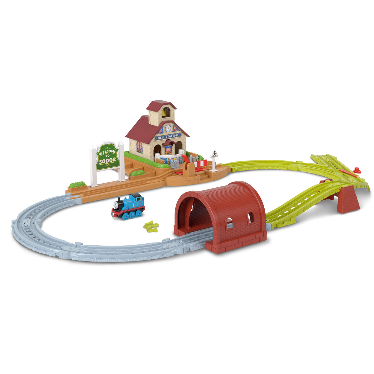 Thomas & Friends Bell Station Train Set By Fisher-Price With Push-Along Thomas Engine & Track