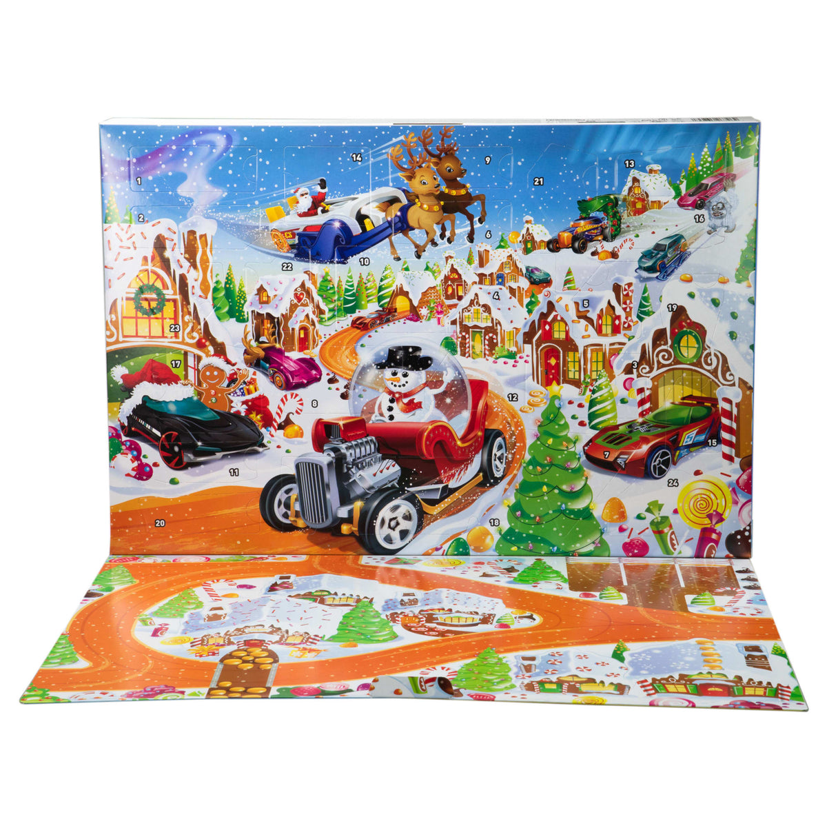 Hot Wheels 2025 Advent Calendar With 10 Toy Vehicles in 1:64 Scale & 24 Accessories