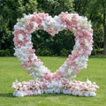 Valar Flowers Heart-Shaped Pink & White Floral Arch: Romantic Proposal & Wedding Backdrop-VA-366