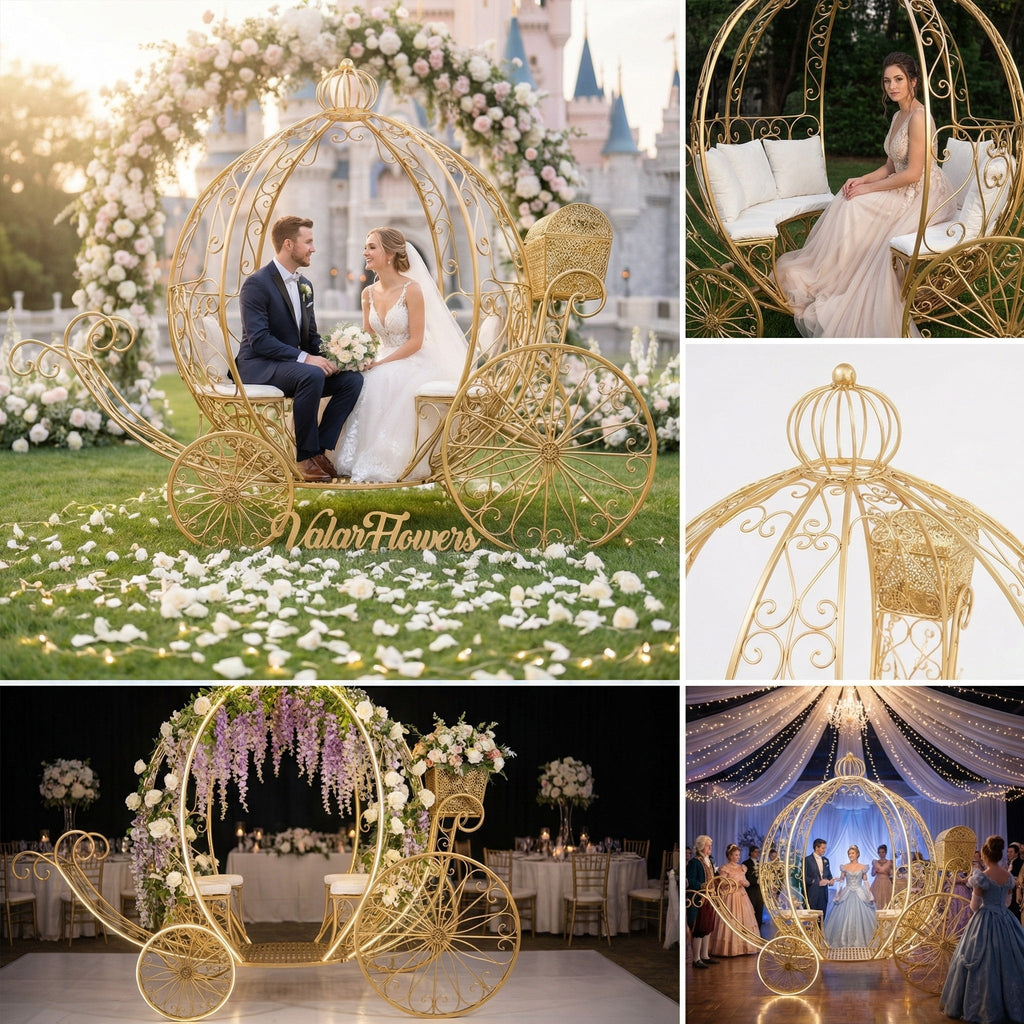 7.9ft Life size Height Fairy Princess Style Cinderella's Fantasy Pumpkin Carriage for Castle Decorating/ Halloween/ Baby Shower /Wedding Invitation Decor