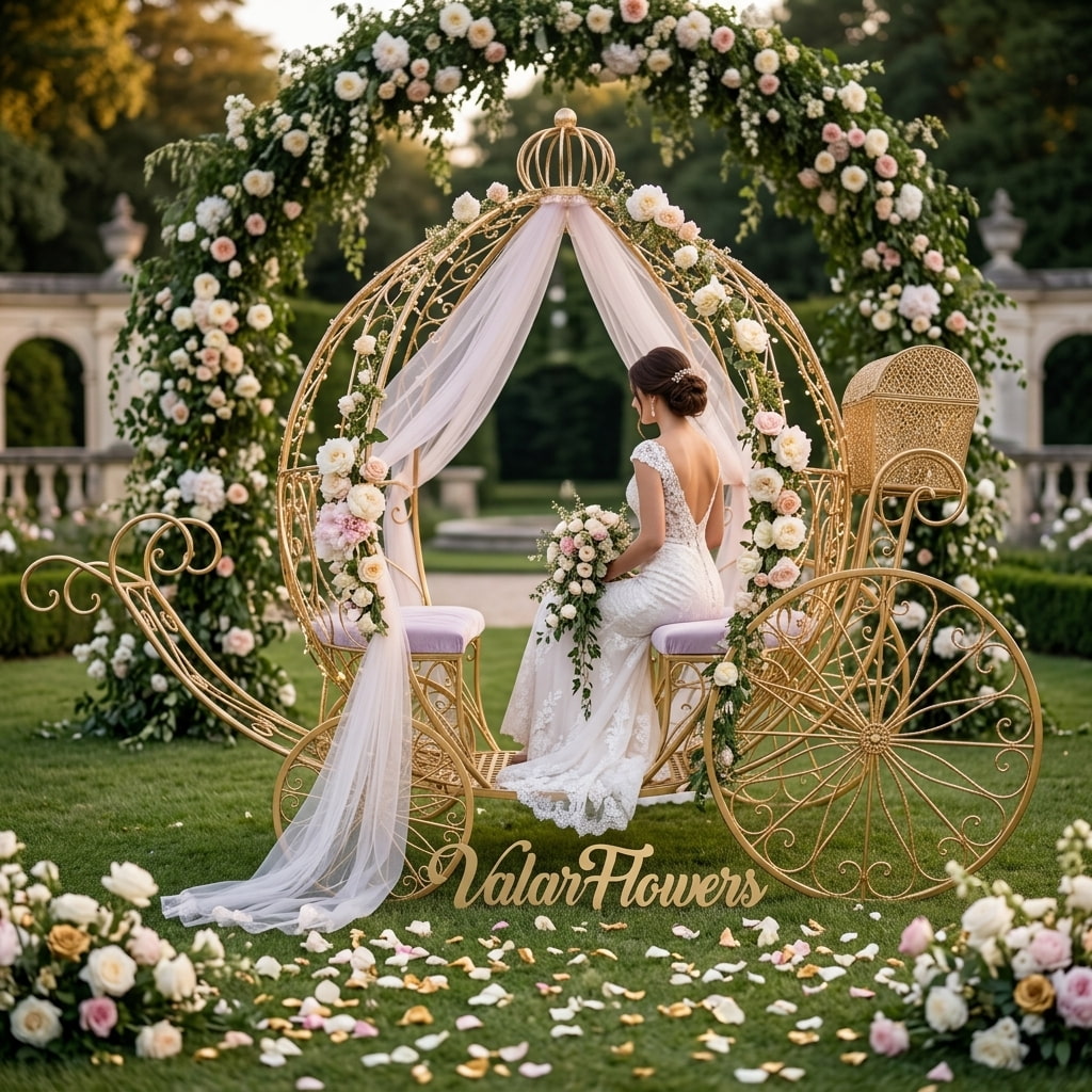 7.9ft Life size Height Fairy Princess Style Cinderella's Fantasy Pumpkin Carriage for Castle Decorating/ Halloween/ Baby Shower /Wedding Invitation Decor
