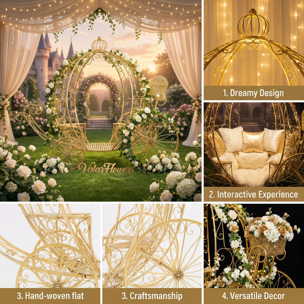 7.9ft Life size Height Fairy Princess Style Cinderella's Fantasy Pumpkin Carriage for Castle Decorating/ Halloween/ Baby Shower /Wedding Invitation Decor