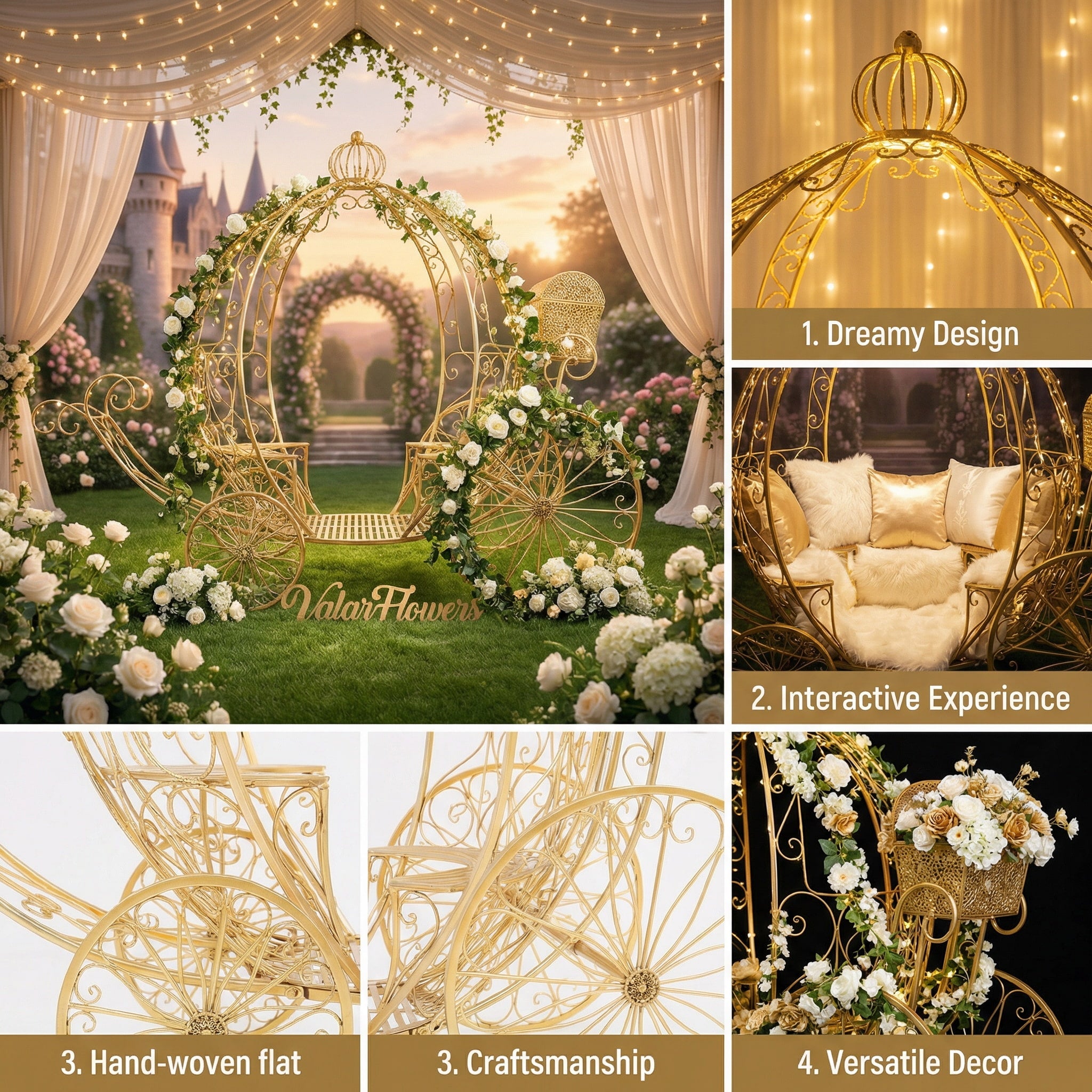 7.9ft Life size Height Fairy Princess Style Cinderella's Fantasy Pumpkin Carriage for Castle Decorating/ Halloween/ Baby Shower /Wedding Invitation Decor