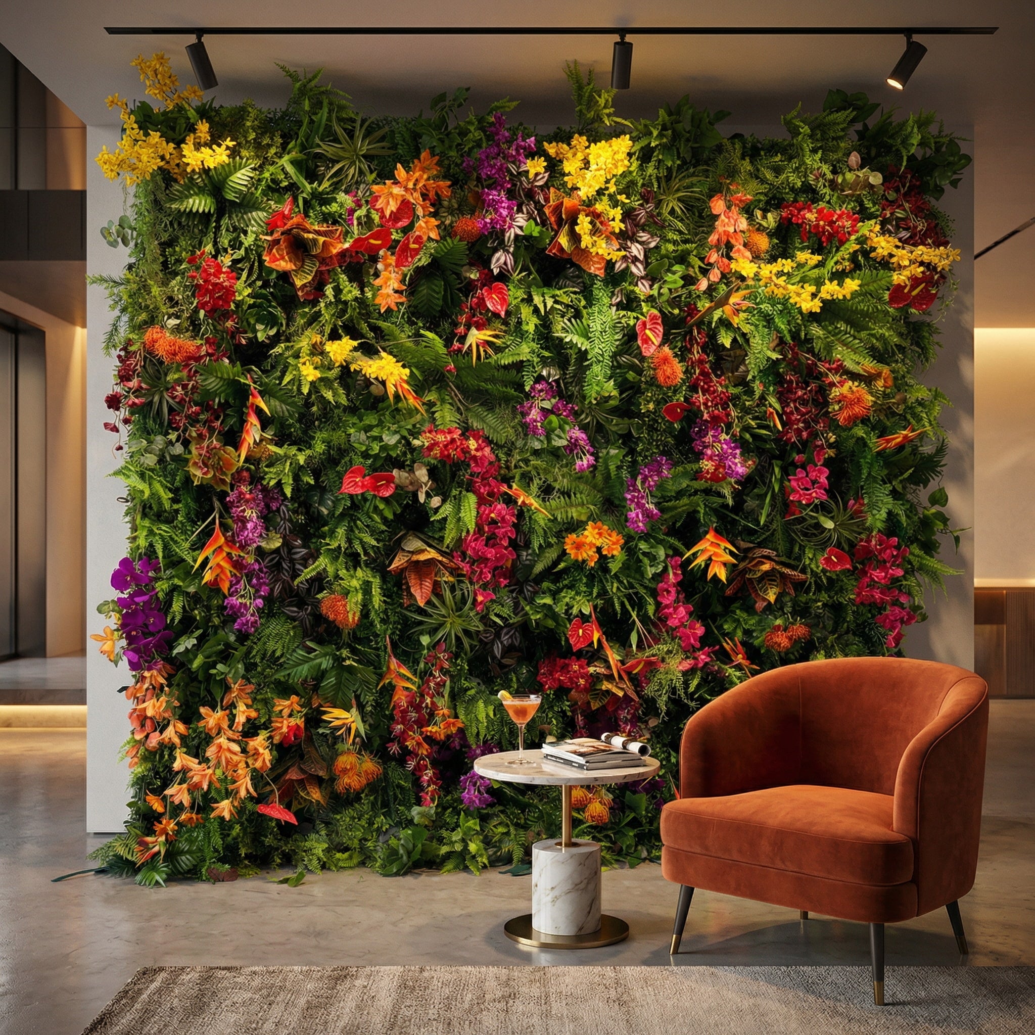 Valar Flowers Tropical Rainforest Mixed-Bloom Flower Wall Backdrop: Lush Exotic Floral & Foliage Display - VF-835