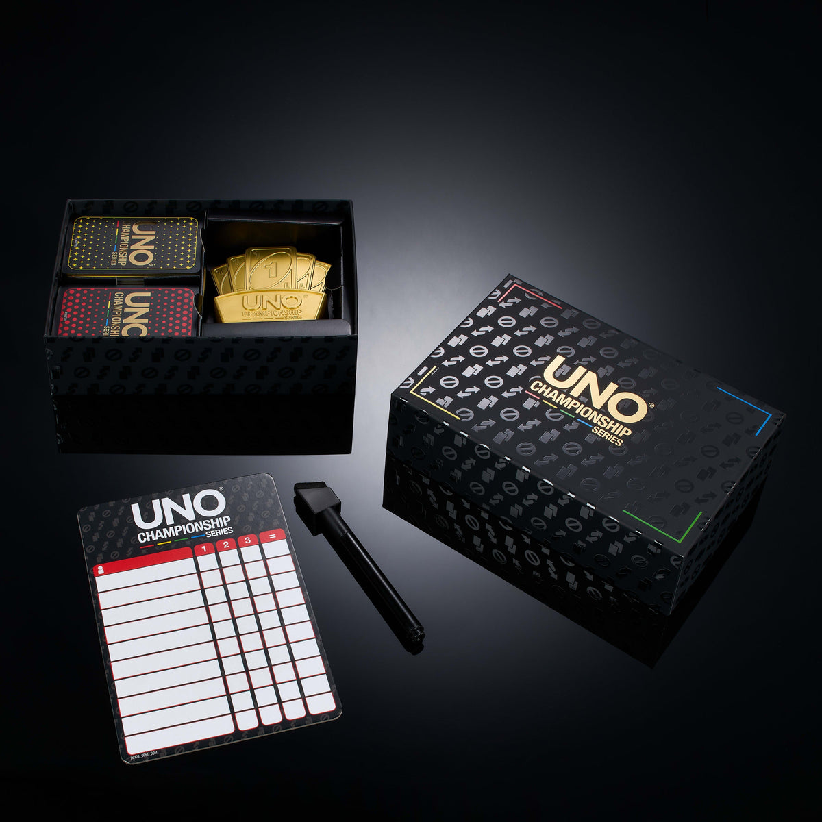 UNO Juego de Cartas Championship Series kit de torneo con todo lo necesario para competir