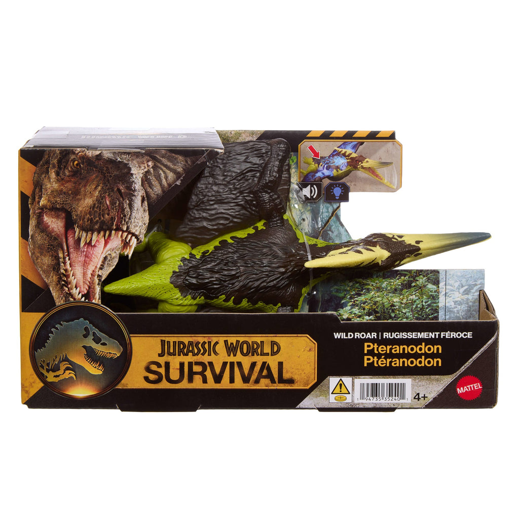 Jurassic World Wild Roar Pteranodon Dinosaur Action Figure Toy, Attack, Light & Sound, Scan Code