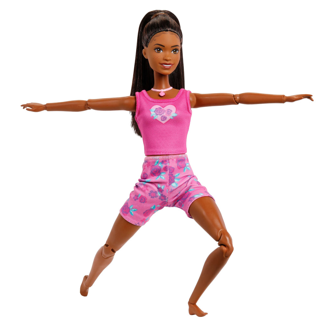 Barbie Mindful Moves Fashion Doll in Yoga Clothes With Audio, Lights And Music, Black Hair And Pet