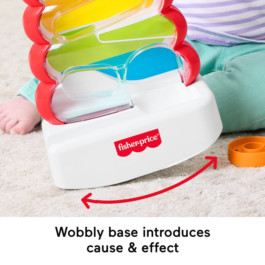 Fisher-Price Drop Through Rock-A-Stack Baby & Toddler Developmental Activity Toy, 5 Coins