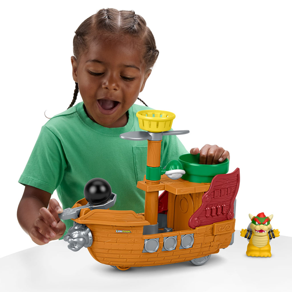 Fisher-Price Little People My Mario Bowser's Airship & Figure Set Toddler Toy