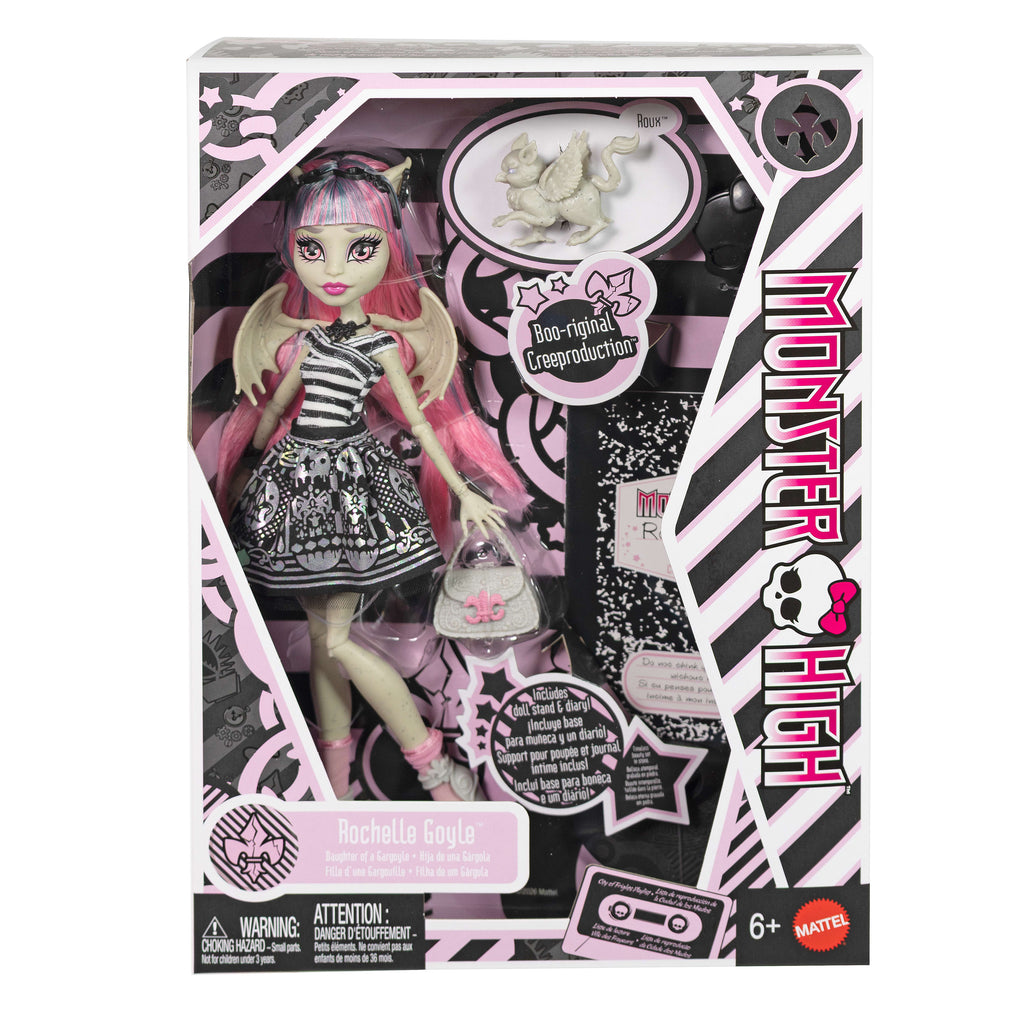 Monster High Boo-Riginal Creeproduction Rochelle Goyle Doll With Diary, Doll Stand And Pet