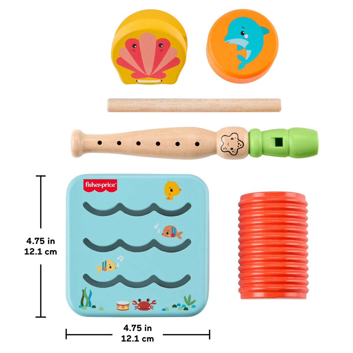 Fisher-Price Wooden Ocean Musical Gift Set For Toddlers & Kids, 6 Wood Pieces