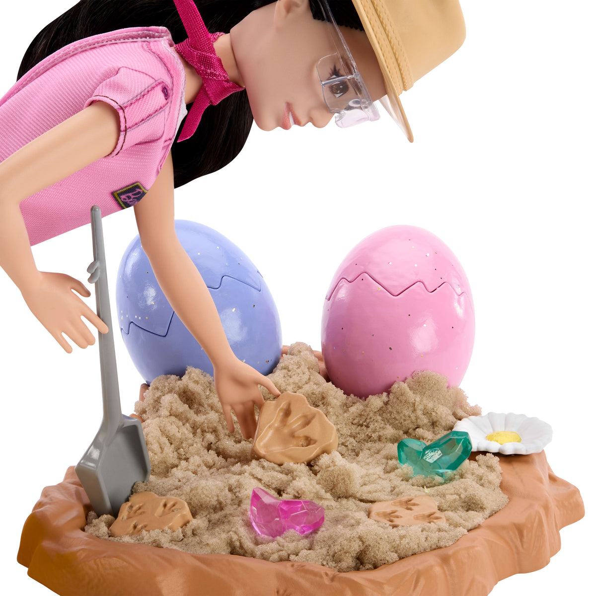Barbie Careers Fashion Doll, Stem Paleontologist With Baby Dino, Themed Outfit, Dough & Sand Playset