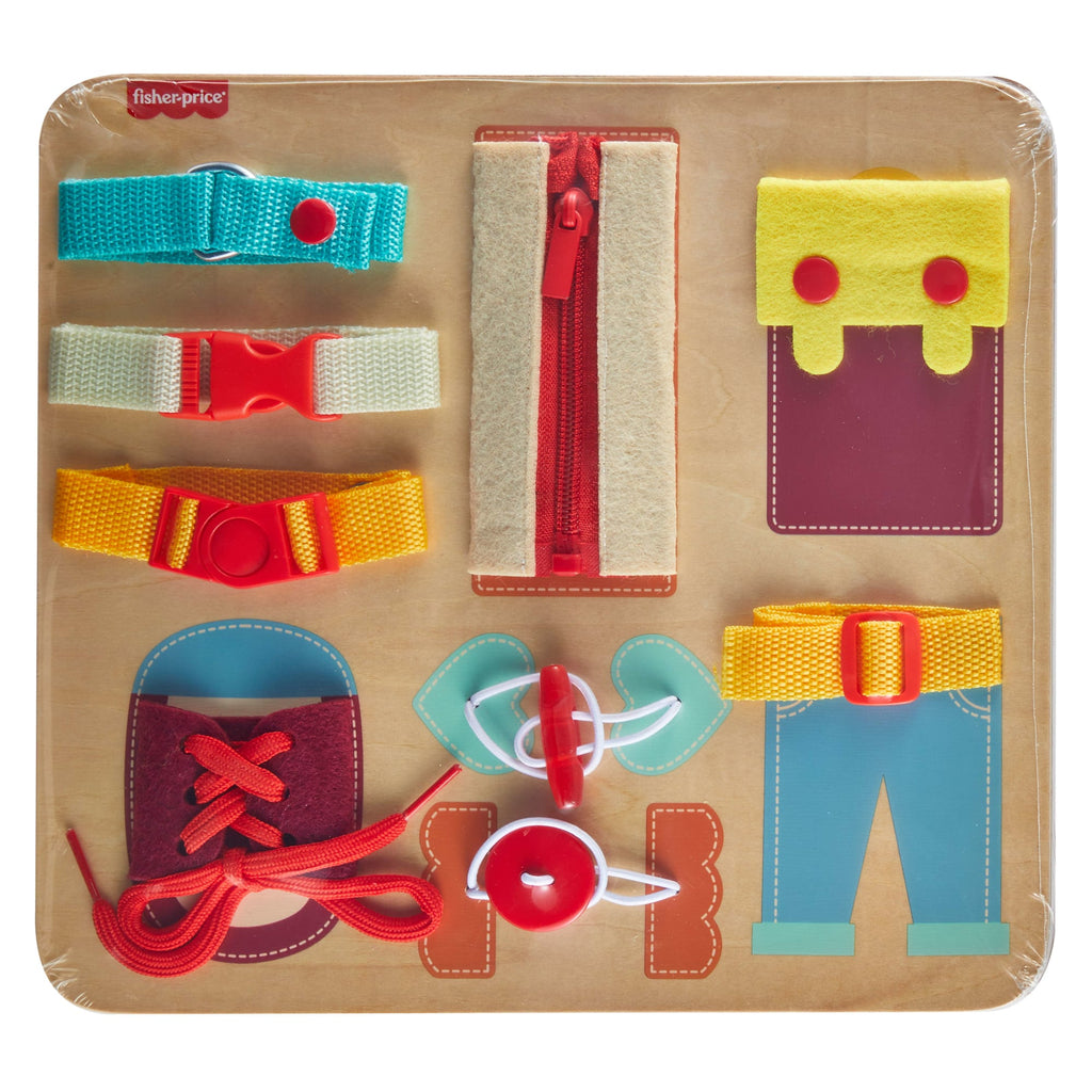 Fisher-Price Montessori Wooden Dressing Busy Board Learning Activity For Kids