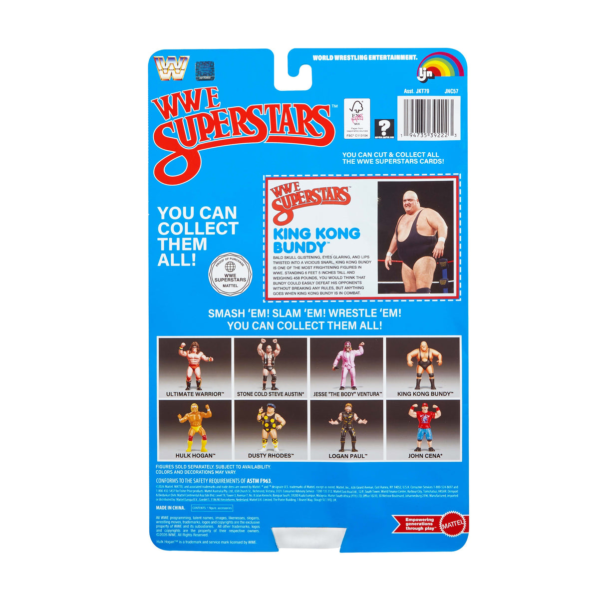 Ljn WWE Superstars King Kong Bundy Action Figure, 1980s Retro 8-Inch Collectible Toys