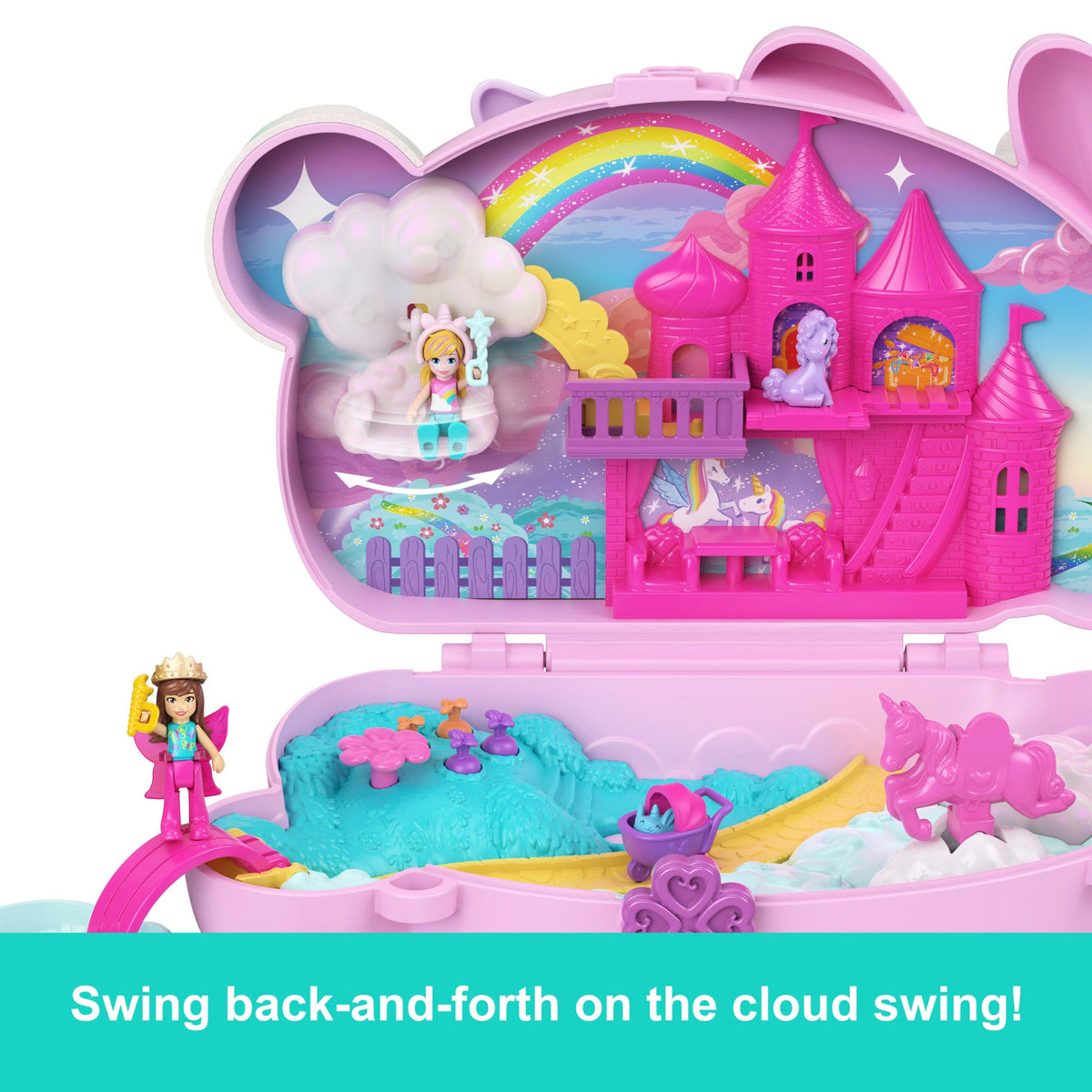 Polly Pocket 2-in-1 Bunny Fun Compact, Wearable Purse Playset With 2 Dolls & 12 Accessories including Pets
