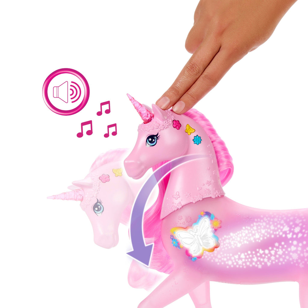 Barbie Sparkle Lights Toy Unicorn With 20 interactive Combos Of Lights, Sounds & Music