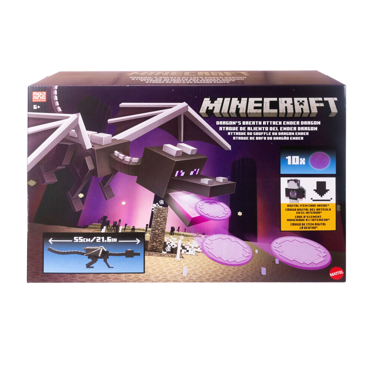 Minecraft DragonS Breath Attack Ender Dragon Action Figure With 10 Discs, 20-Inch Wingspan