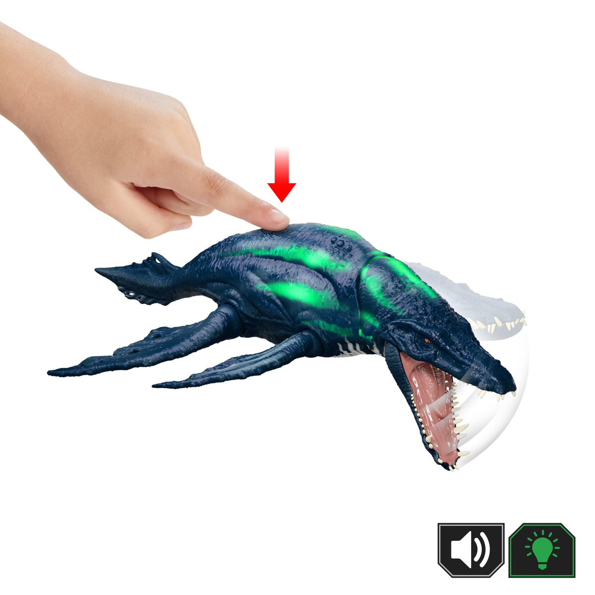 Jurassic World Wild Roar Brachauchenius Dinosaur Action Figure Toy, Attack, Light & Sound, Scan Code