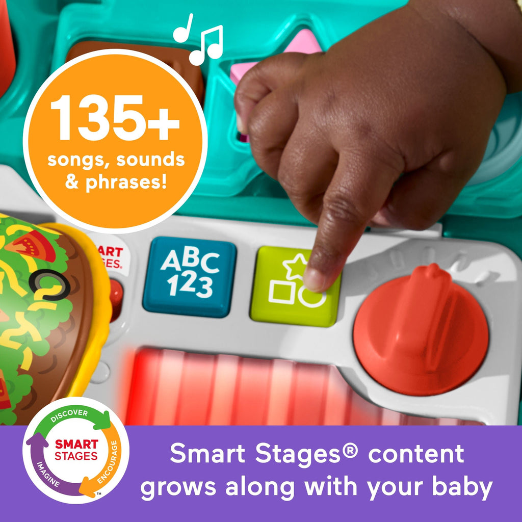 Fisher-Price Laugh & Learn 4-In-1 Snack Cart Walker Baby & Toddler Learning Toy With 14 Play Pieces