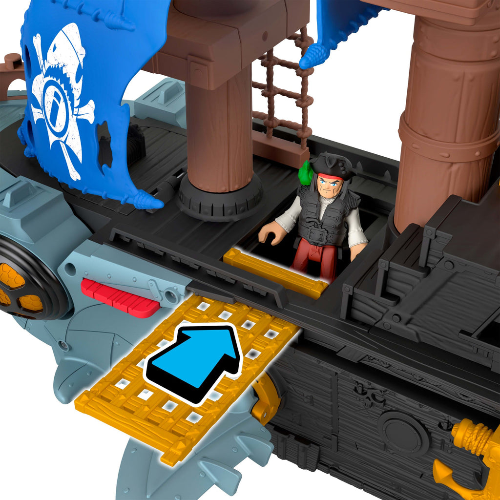 Imaginext Shark Bite Pirate Ship Playset With 2 Action Figures & Toy Ship And Accessories