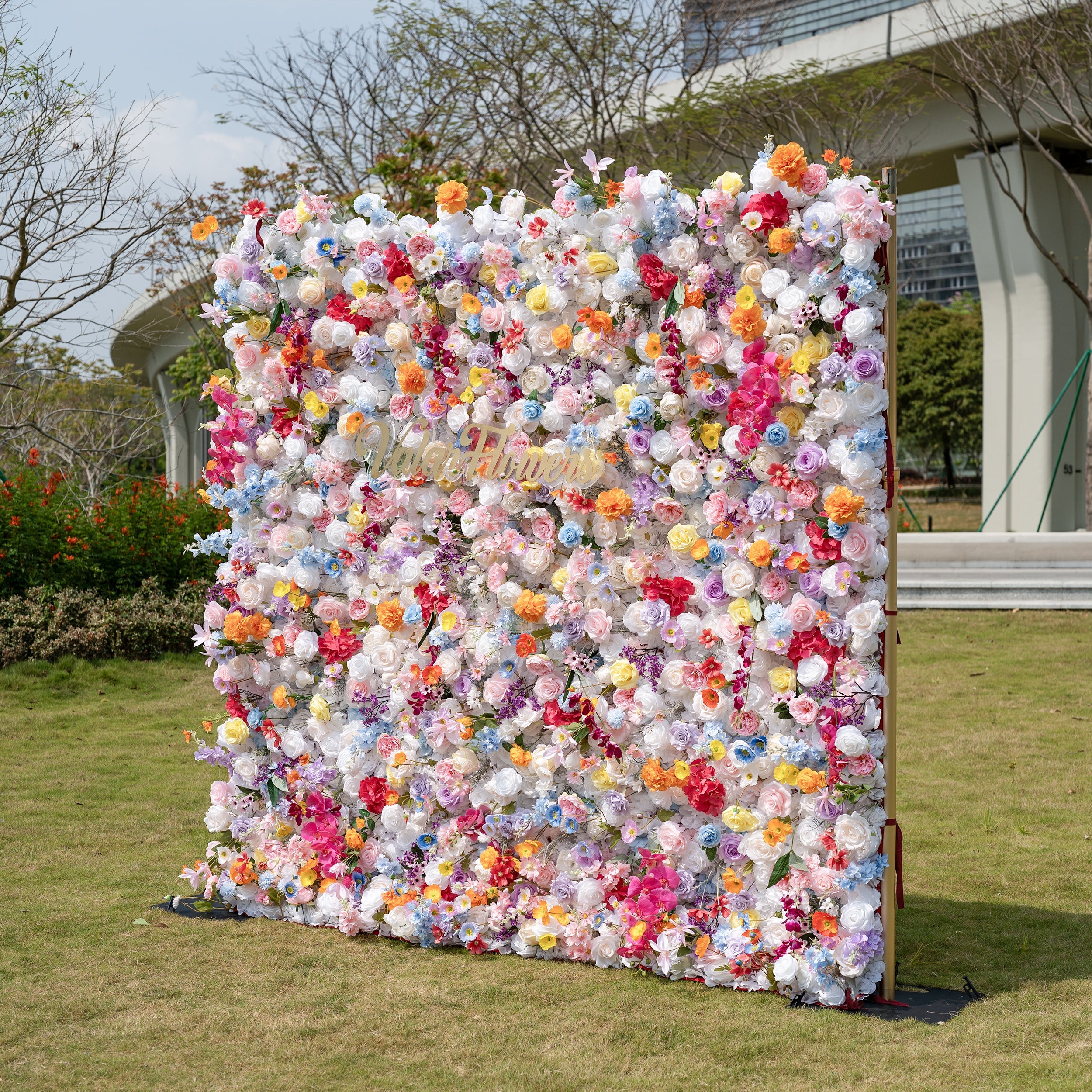 ValarFlowers Vibrant and Lush Multicolored Artificial Flower Wall VF-811-2