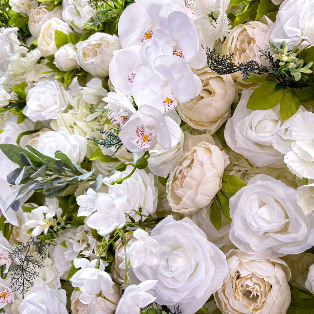 Roll Up Fabric Gorgeous Artificial Flower Wall - The White & Green  Epitome of Wedding and Event Decoration-VF-801
