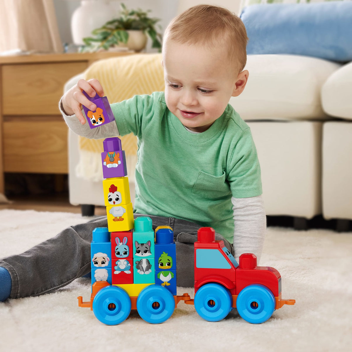 Mega Bloks Jogo de Construção Mega Bloks Trator Animais Monte e Combine