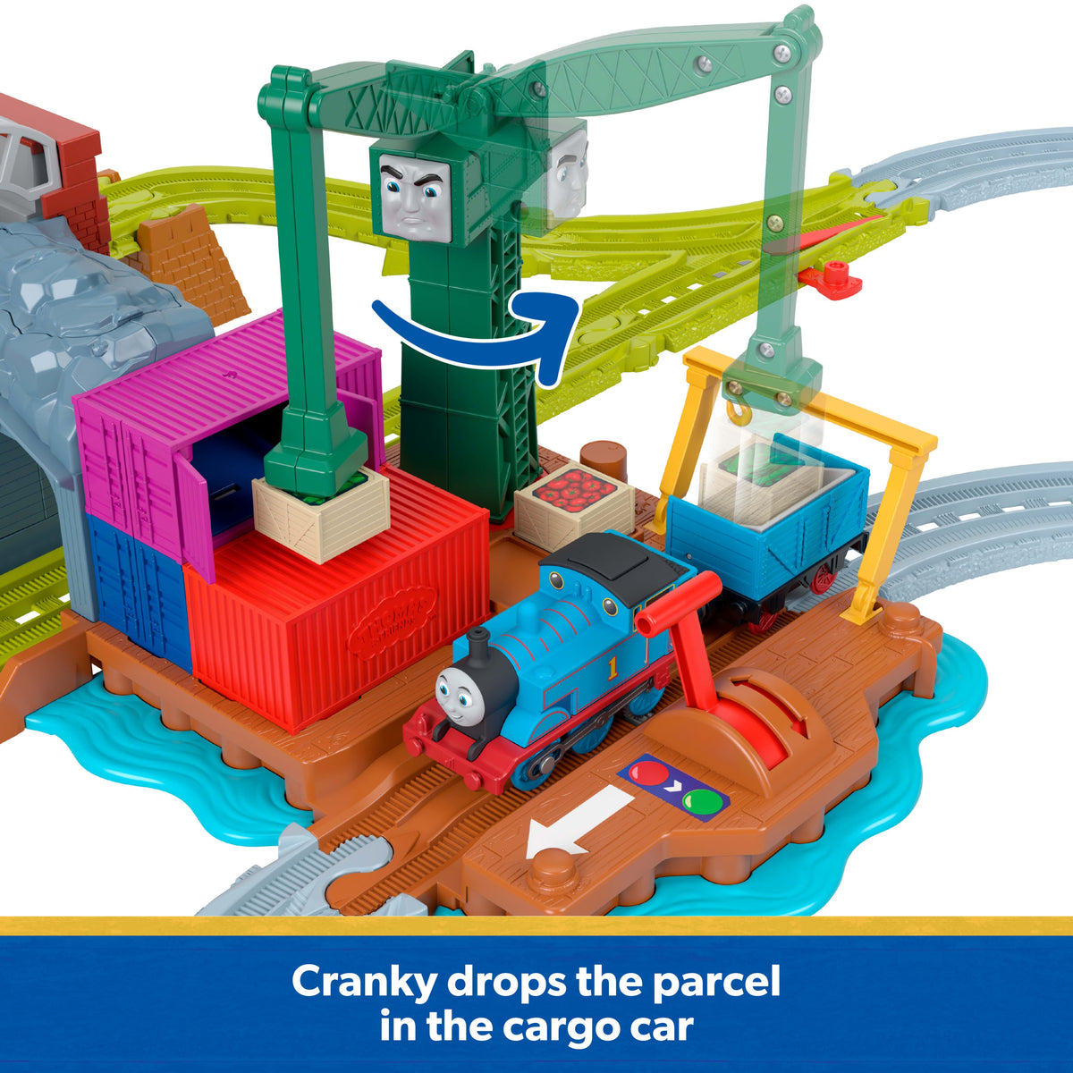 Thomas & Friends Cranky's Dockside Delivery Train Set From Fisher-Price With Motorized Thomas Engine