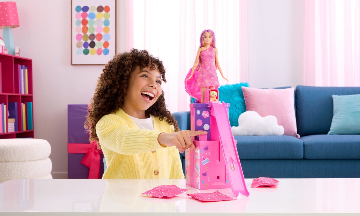 Barbie Rise & Surprise Pet Birthday Series Doll & Accessories With Slide & Surprises