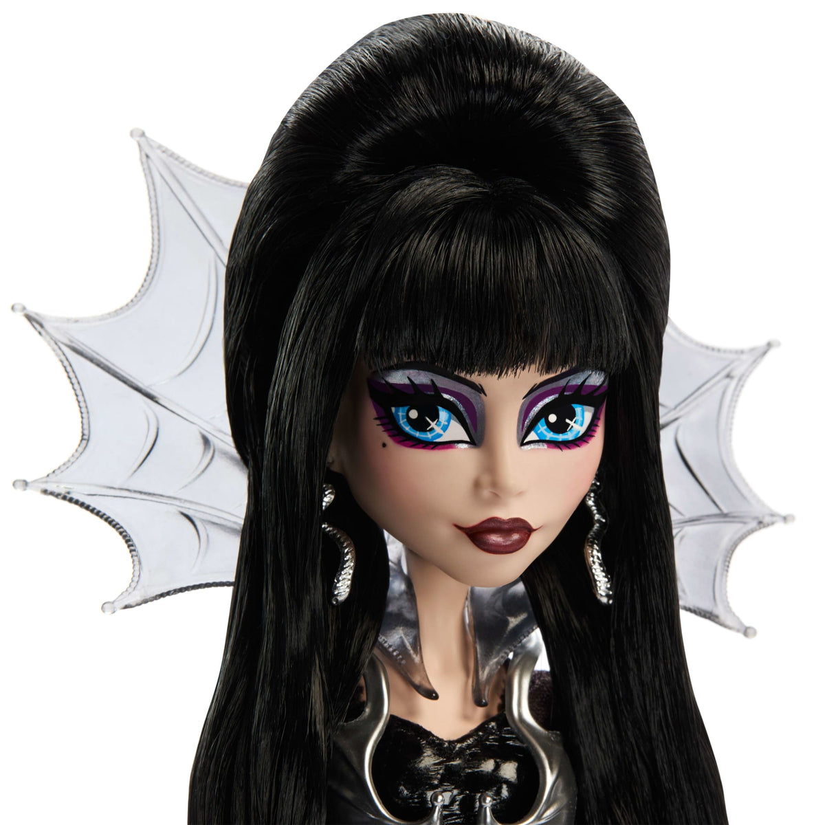 Monster High Elvira Collector Doll in Black Faux Leather Dress With Silvery Cape And Accessories