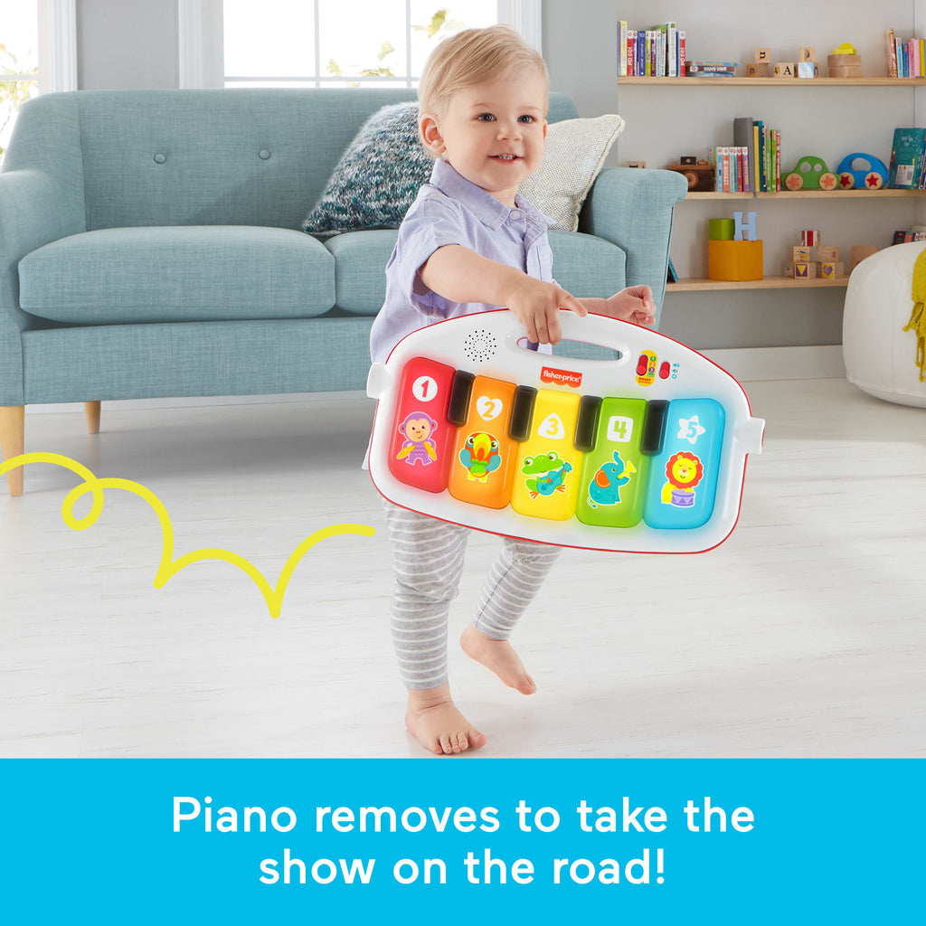 Fisher-Price Deluxe Kick & Play Piano Baby Gym Learning Toy & Newborn Rattle Maracas