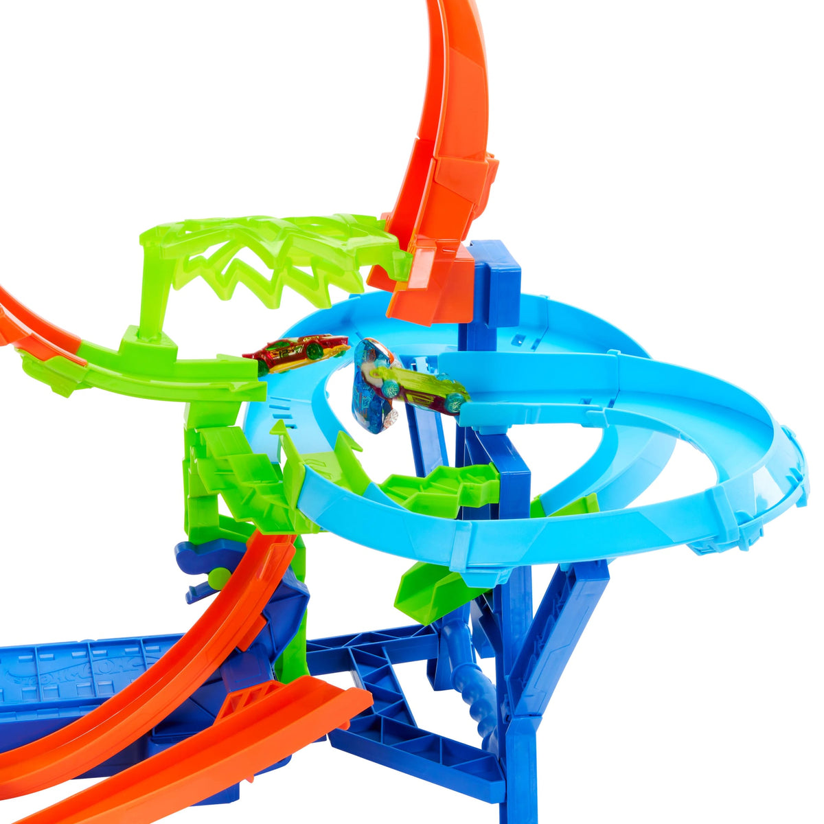 Hot Wheels Stunt Tracks Mid-AIr Crash Playset With 1:64 Scale Die-Cast Toy Car & Motorized Booster
