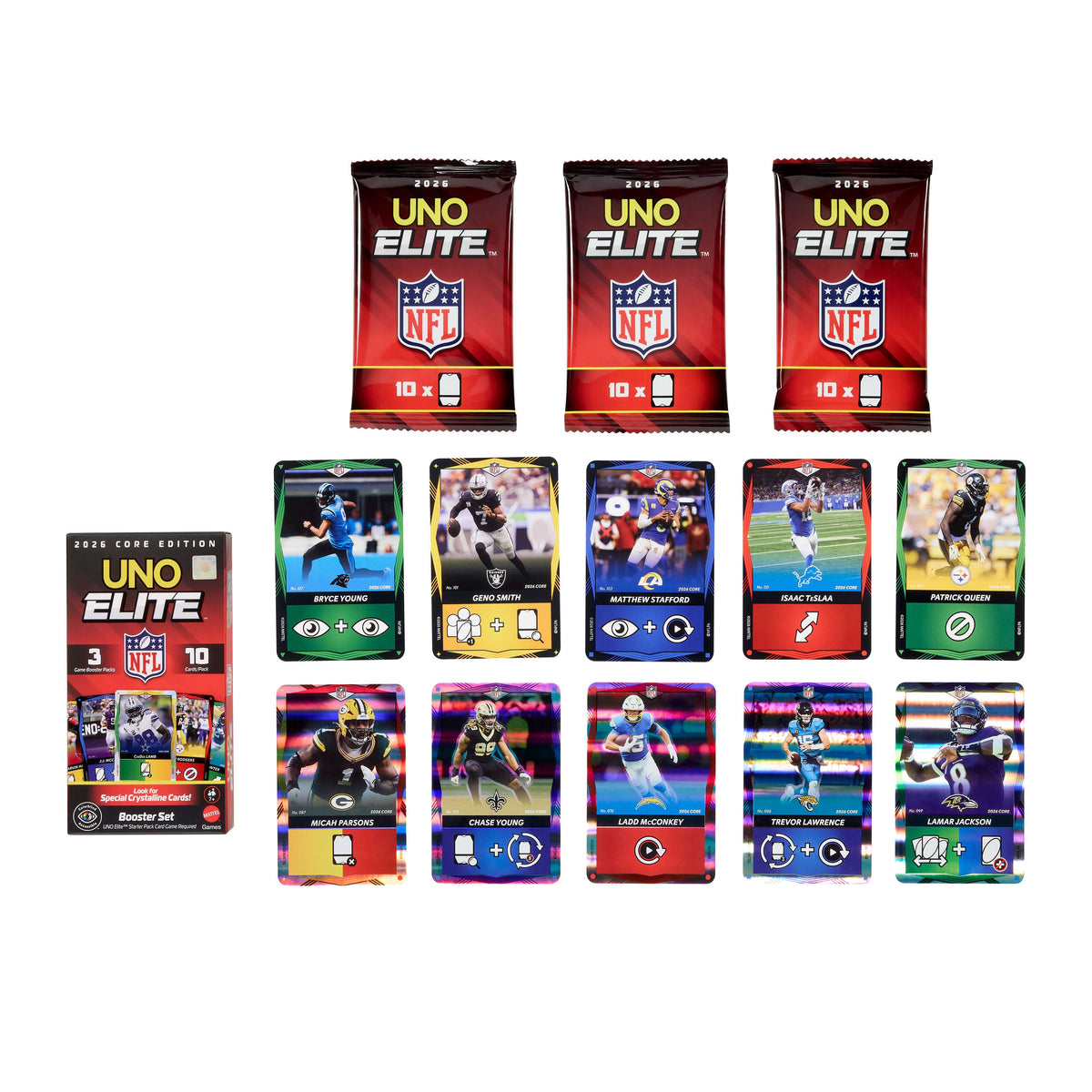 UNO Elite NFL 2026 Core Edition Booster Set For Kids, Fans, Adults & Family Night