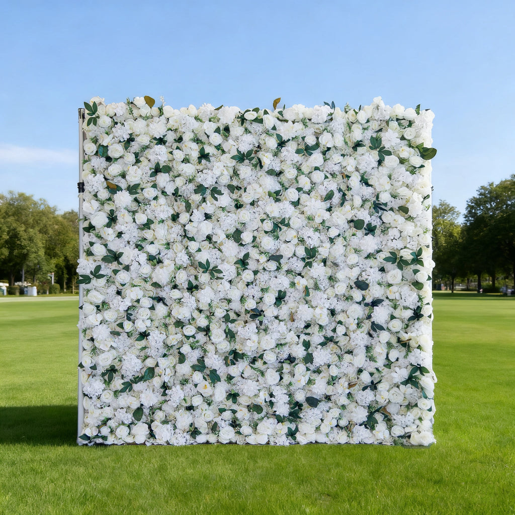 ValarFlowers White Green Blue Artificial Flower Wall Backdrop for Wedding & Event Decor VF-309