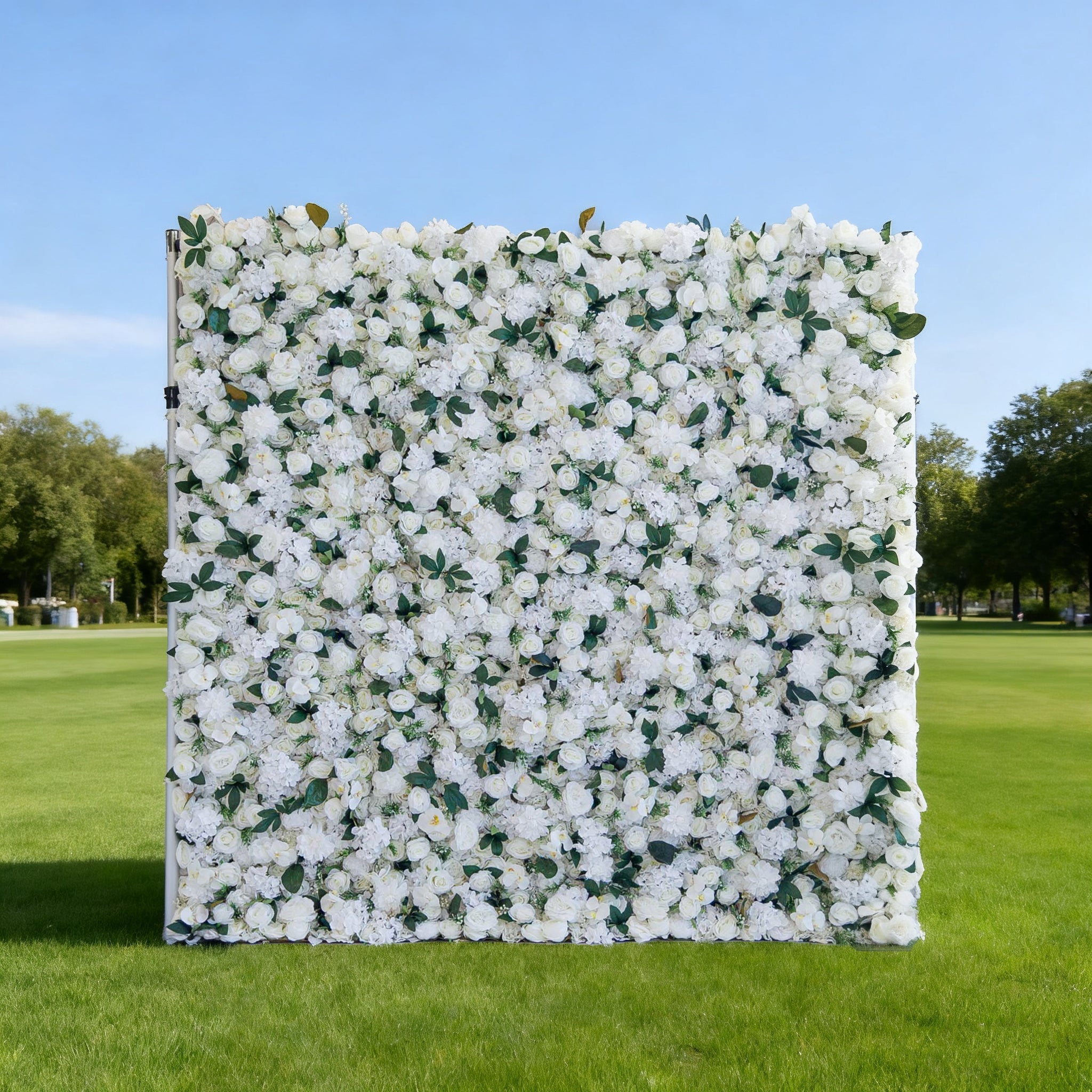 ValarFlowers White Green Blue Artificial Flower Wall Backdrop for Wedding & Event Decor VF-309