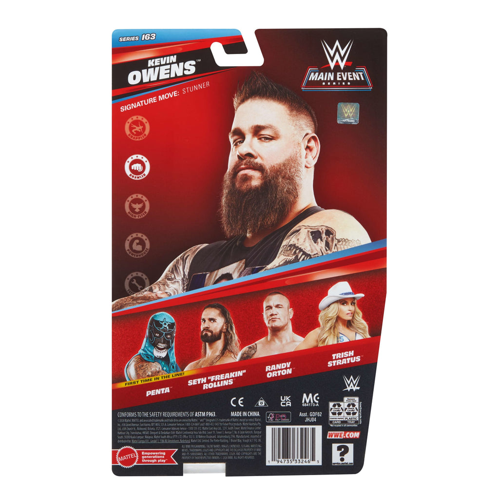 WWE Kevin Owens Action Figure, Main Event Series #163, 6-Inch Collectible With Articulation