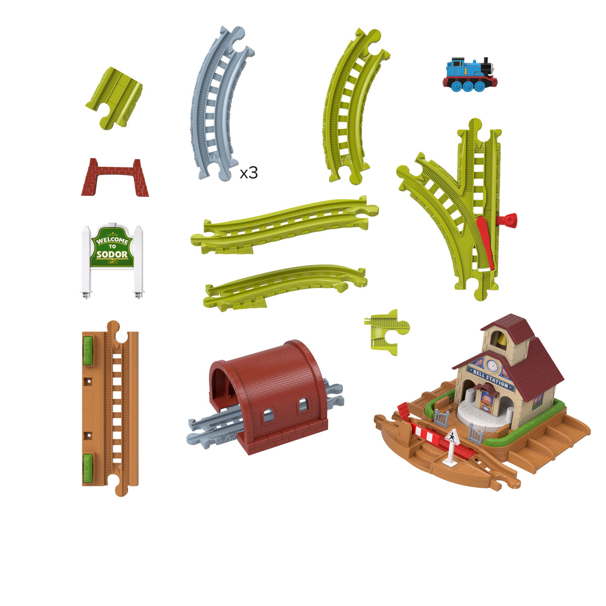 Thomas & Friends Bell Station Train Set By Fisher-Price With Push-Along Thomas Engine & Track
