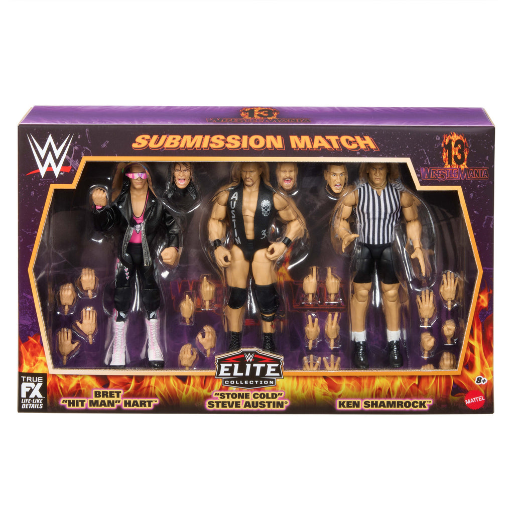 WWE Elite Legacy Submission Match 3 Action Figures & Accessories Set, 6-Inch Collectible