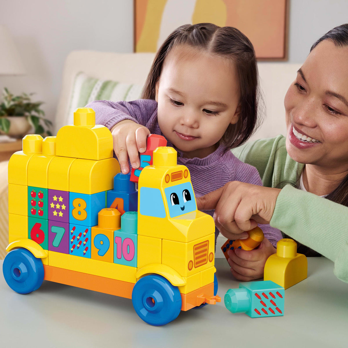 MEGA BLOKS Juguete de Construcción Autobús de Números Arma y Cuenta