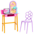 Barbie World Desk Playset With 4 Study Time-Themed Pieces Including Furniture & Sticker Sheet